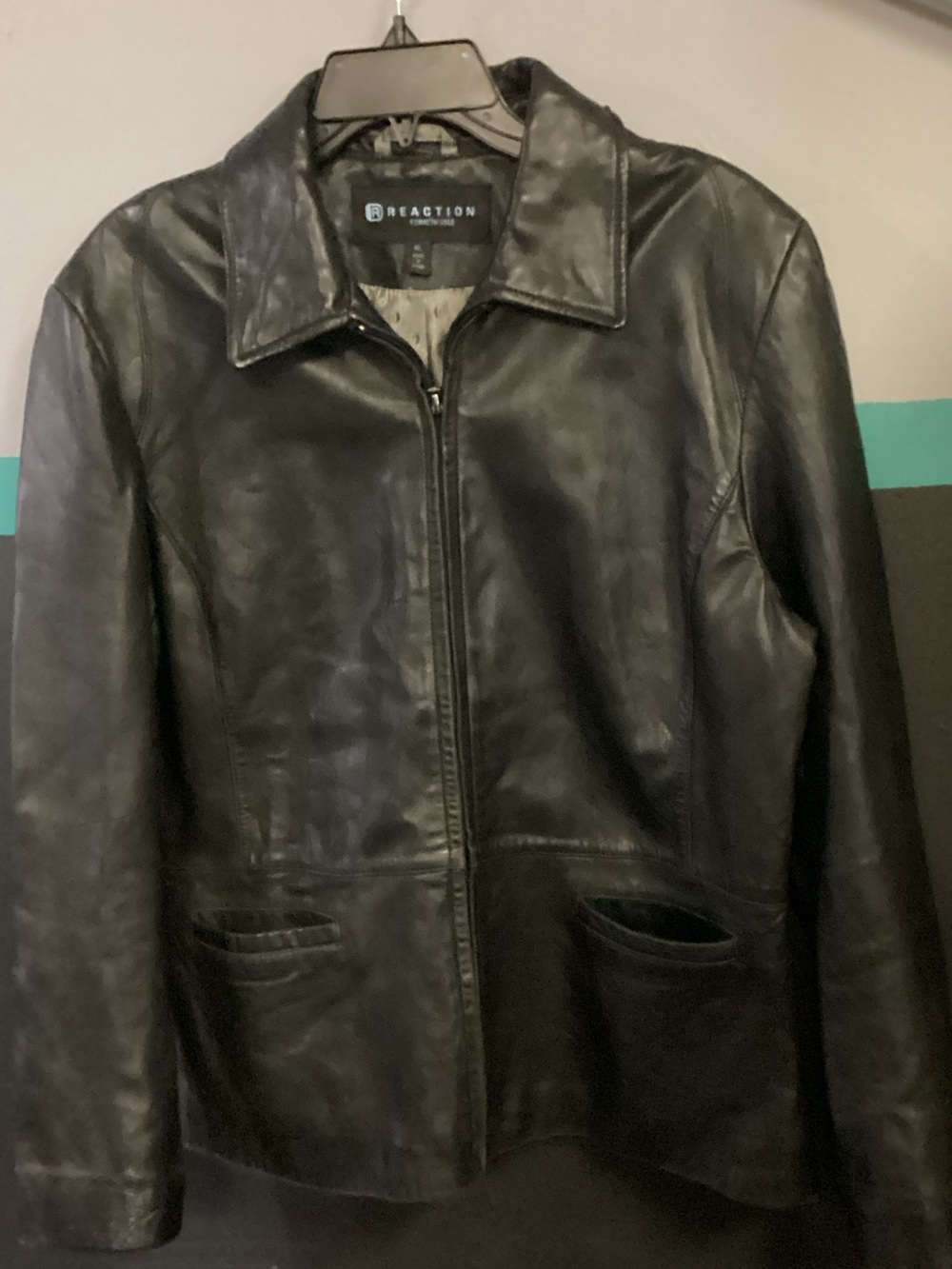 Kenneth Cole Reaction Men's Black Leather Bomber Jacket